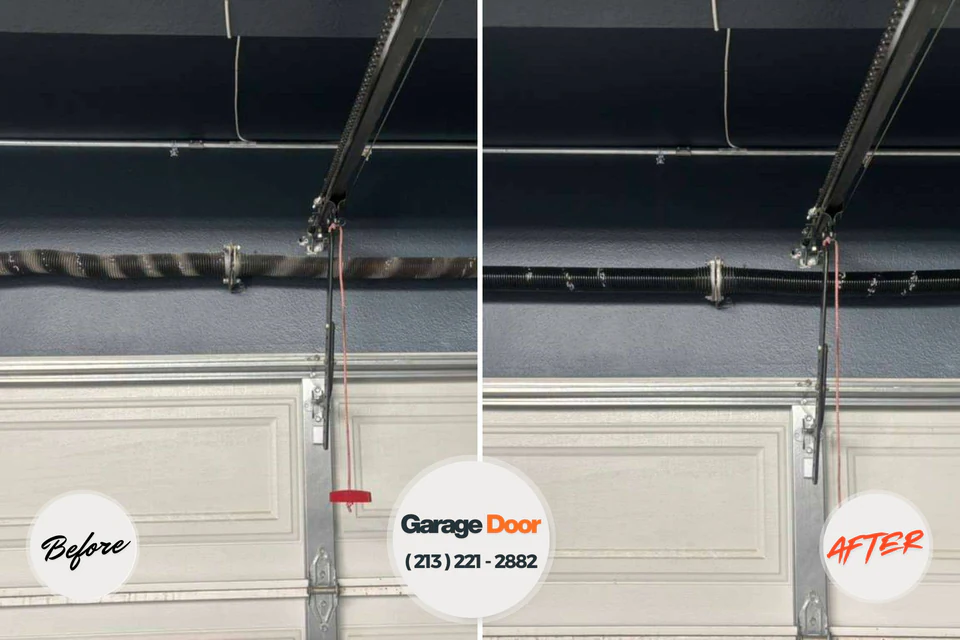 Before and after: garage door repair Forest Lake, IL